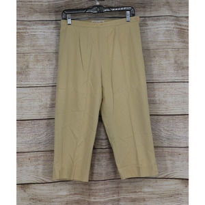 Chaus Women's Pleated High Rise Wide Leg Cropped Pants Size 8 Khaki